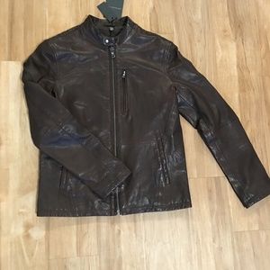 John Varvatos Brown Sheep Leather Jacket